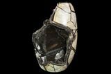 Polished Septarian Geode Sculpture - Black Crystals #99437-3
